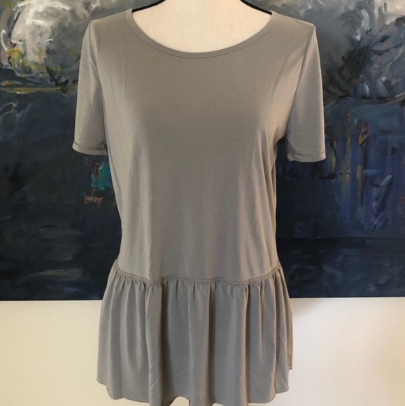 NWT, mote, Blue T Shirt Top, S, Modern Silhouette, Peplum, Lace up Back with Tie - Picture 6 of 6